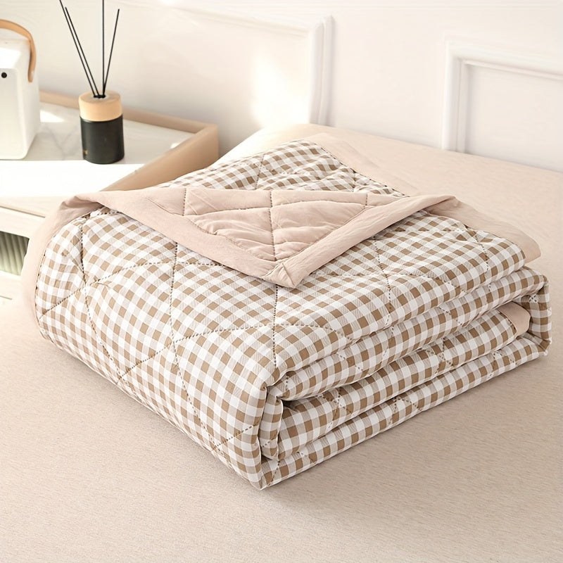 Maliben | Elegant Preppy Plaid Summer Blanket For Cool Nights