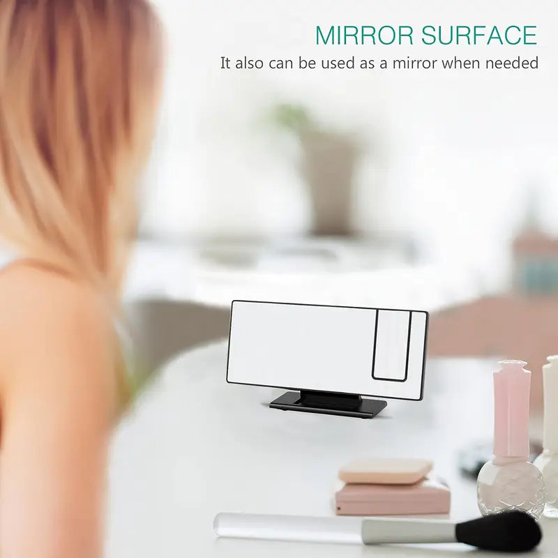 Maliben | 180° Adjustable Led Projection Alarm Clock – Snooze, 12/24h Time & Temperature Display, Mirror Design – Usb Powered, Night Mode & Memory Function