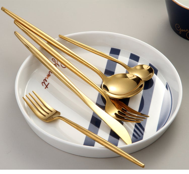 MAliben | Royalglimmer Gold Cutlery Set - Gold Cutlery Set For a Luxurious Table Decoration