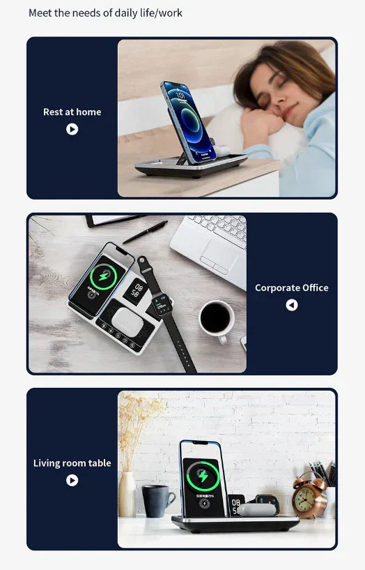 Maliben | Easycharge - 4-In-1 Wireless Charging Station For Iphone, Apple Watch And Airpods - Fast And Efficient Charger