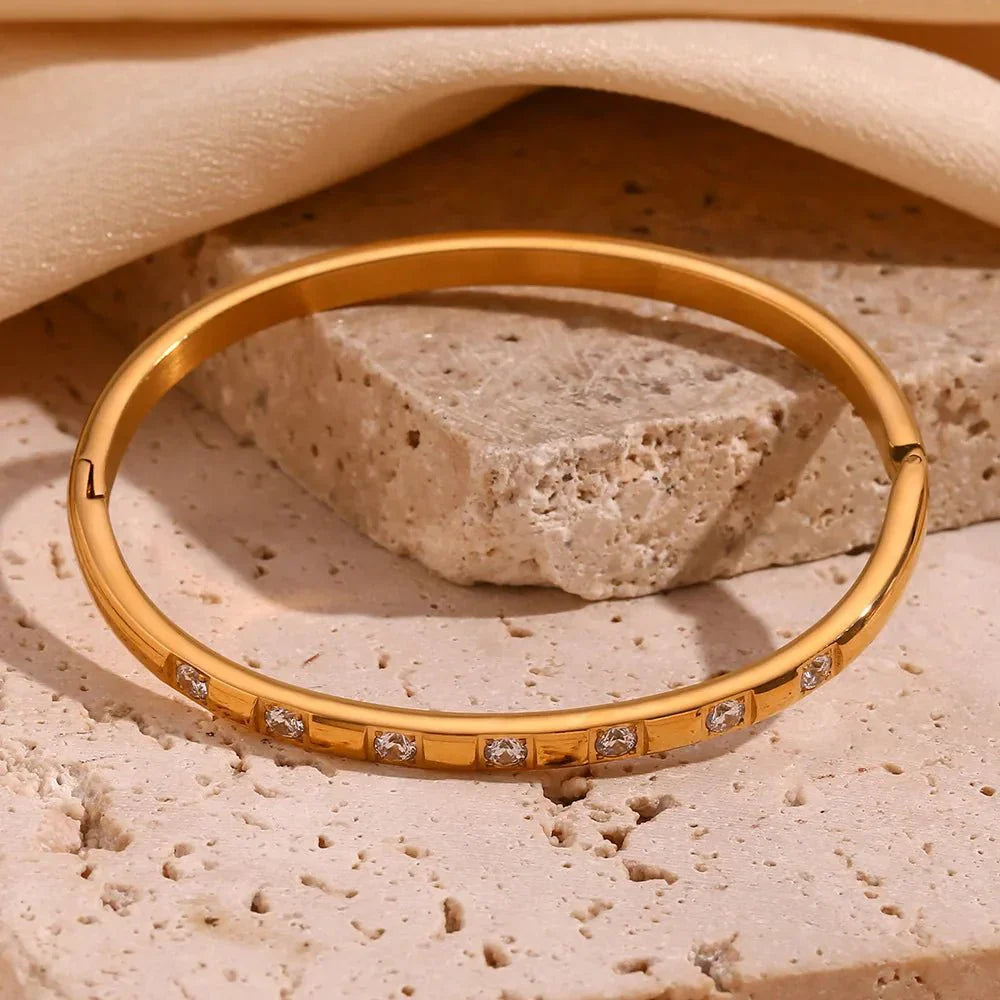Maliben | Diamond Accented Gold Cuff Bracelet