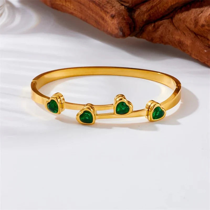 Maliben | Diamond Heart Cuff Bracelet