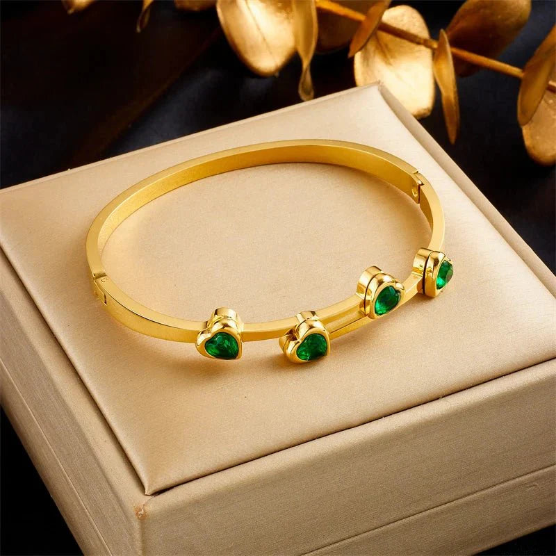 Maliben | Diamond Heart Cuff Bracelet