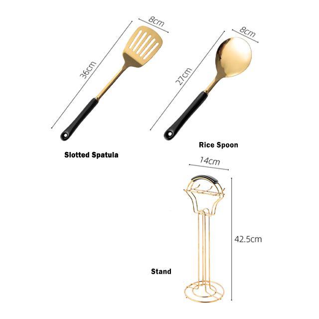 Maliben | Golden Kitchen Utensils with Stand