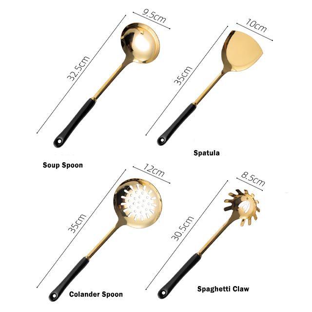 Maliben | Golden Kitchen Utensils with Stand