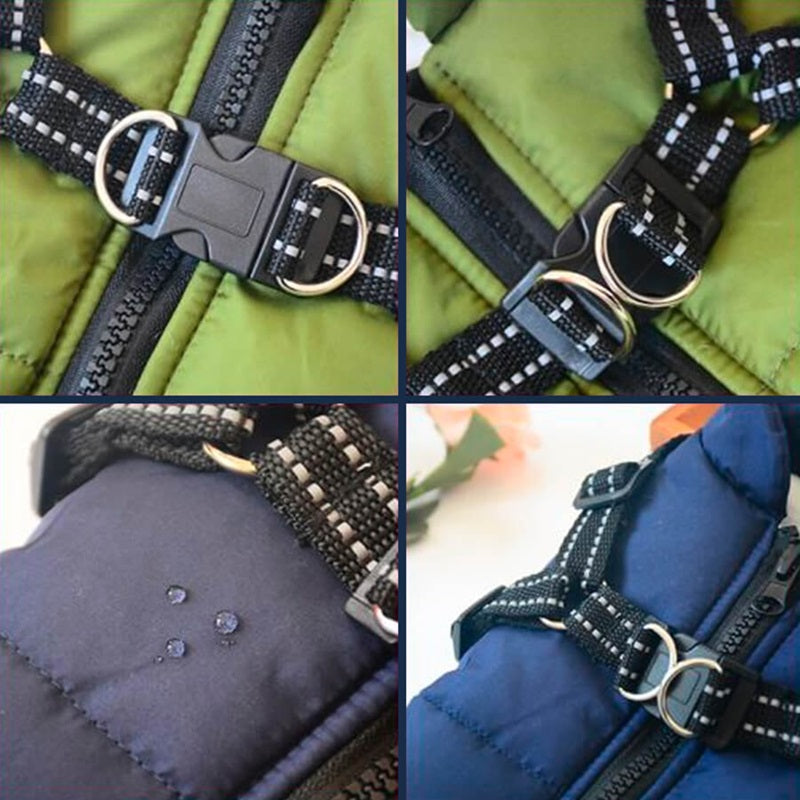 Maliben Waterproof Dog Jacket for Winter with Reflective Built-In Harness