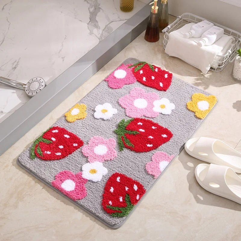 Maliben | Berryblossom Rug - Floral Softness - Brighten Up Your Bathroom!