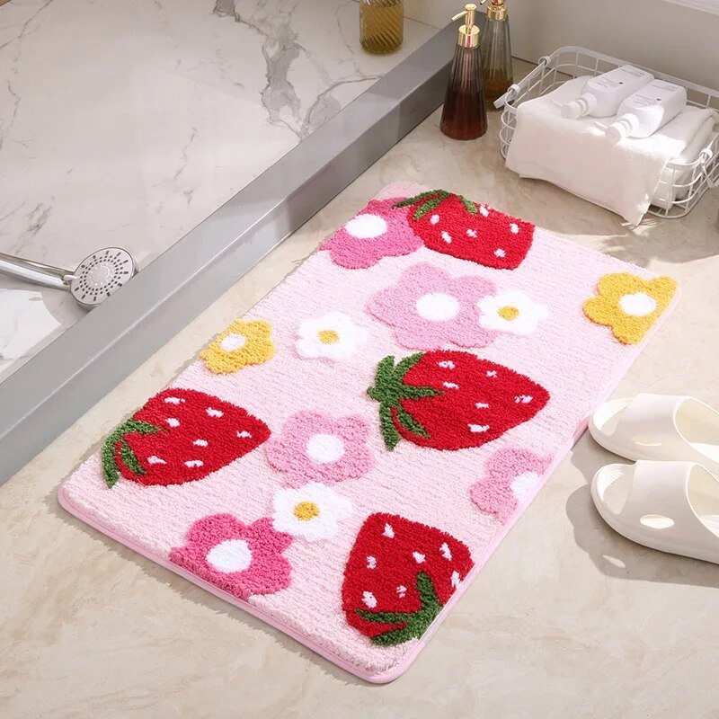 Maliben | Berryblossom Rug - Floral Softness - Brighten Up Your Bathroom!