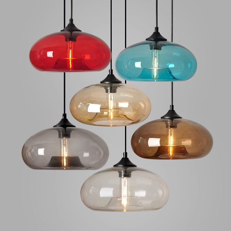 Maliben | Vintage Pendant Lamp Of Colored Glass