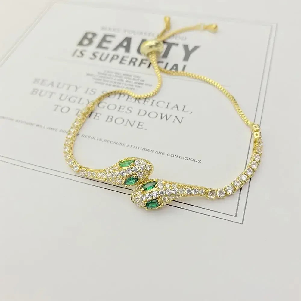 Maliben | Zircon Stone Adjustable Snake Bracelet