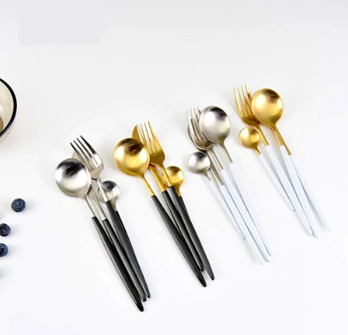 Maliben | Luxury 24-Piece Gold-Silver Cutlery Set For Stylish Table Setting
