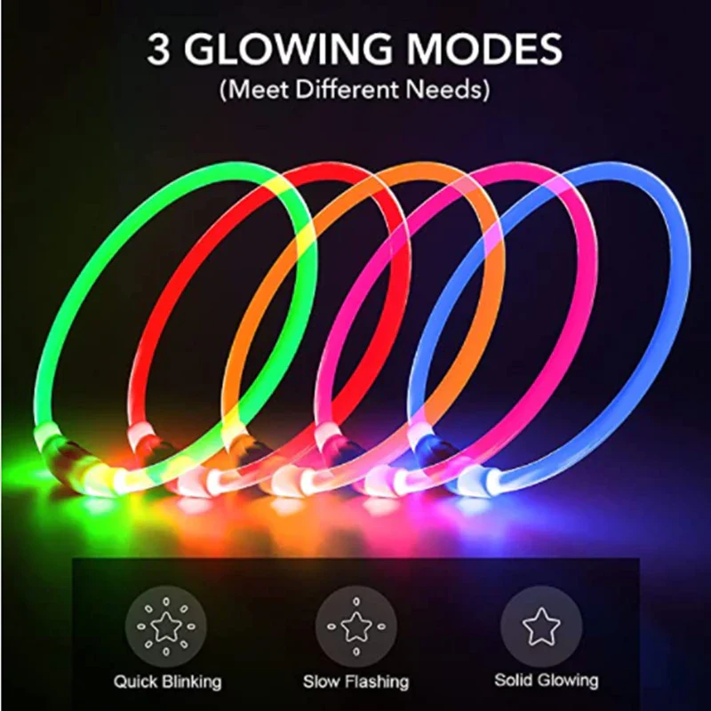 Maliben | Light Up Dog Collar, USB Rechargeable LED Glowing Collar