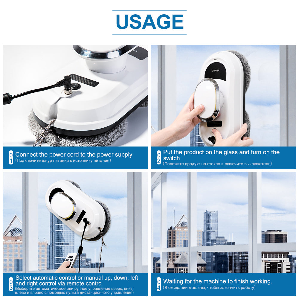 Maliben | Smart Robot Window Cleaner With Remote Control – Automatic Vacuuming And Cleaning Function