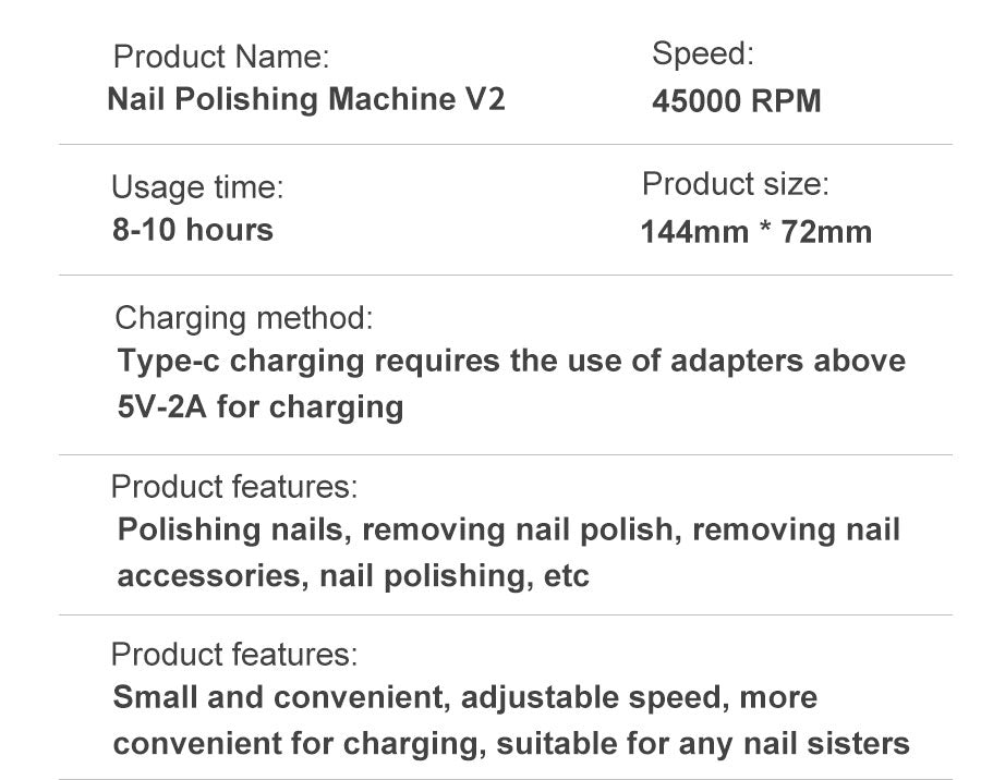 Maliben | Professional 45000RPM portable electric nail file with rechargeable battery | Low noise level for manicure