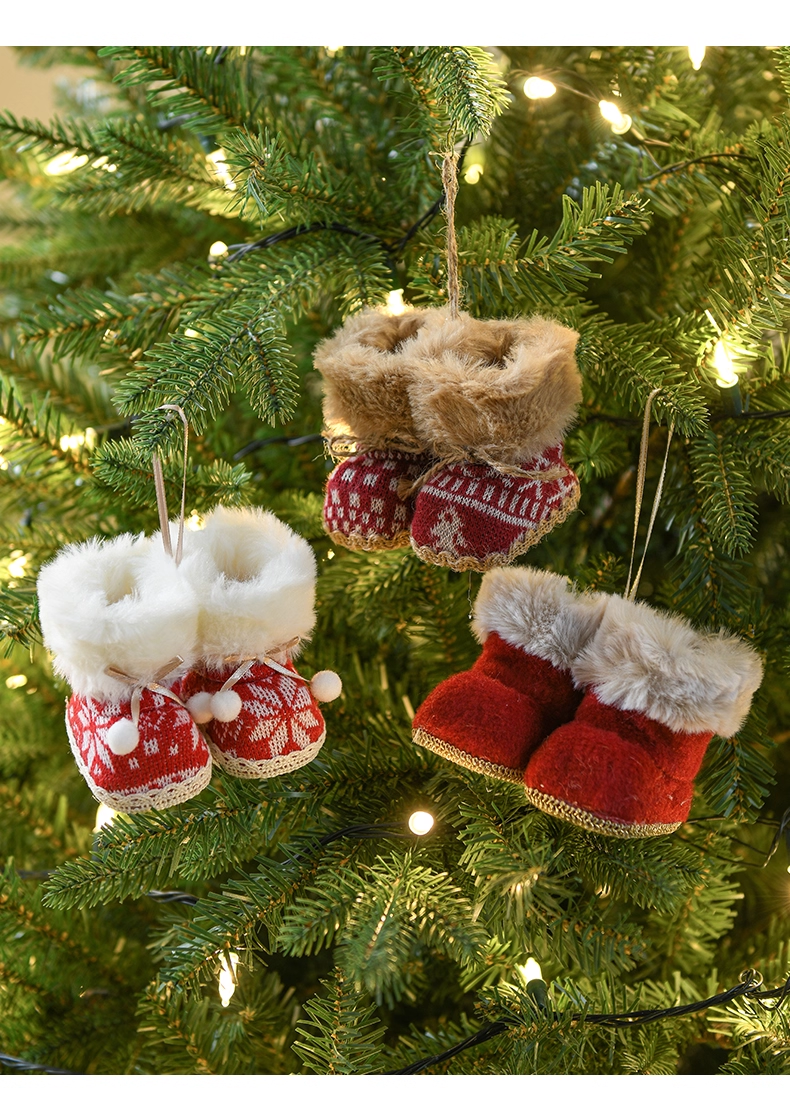 Red Cloth Christmas Small Boots Ornament