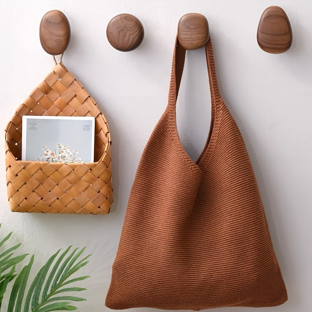 Maliben | Woodcraft Wooden Wall Hooks Set – HAndmade Design Of Walnut and Beech Wood