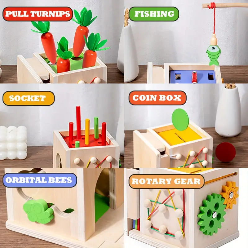 Maliben | 8-In-1 Wooden Montessori Play Box – Educational Toy For Babies