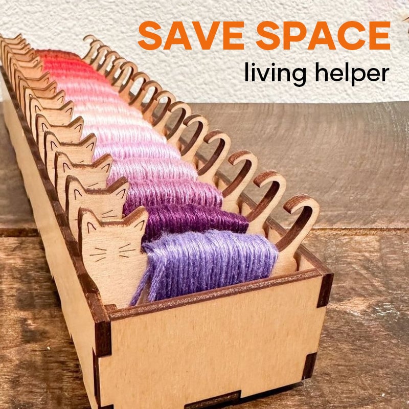 Maliben | Embroidery Thread Organizer | Wooden Bunny Bobbin Set | 16-Piece | Storage Corral Included
