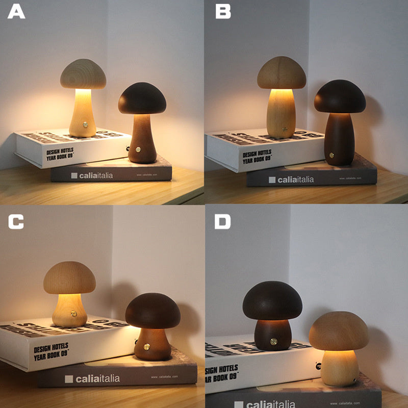 Maliben | Mushroomlight - Wireless Wooden Mushroom Led Night Light
