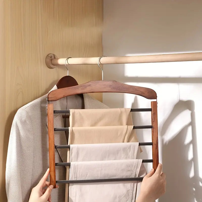 Maliben | Space-Saving Wooden Multi-Pants Hanger