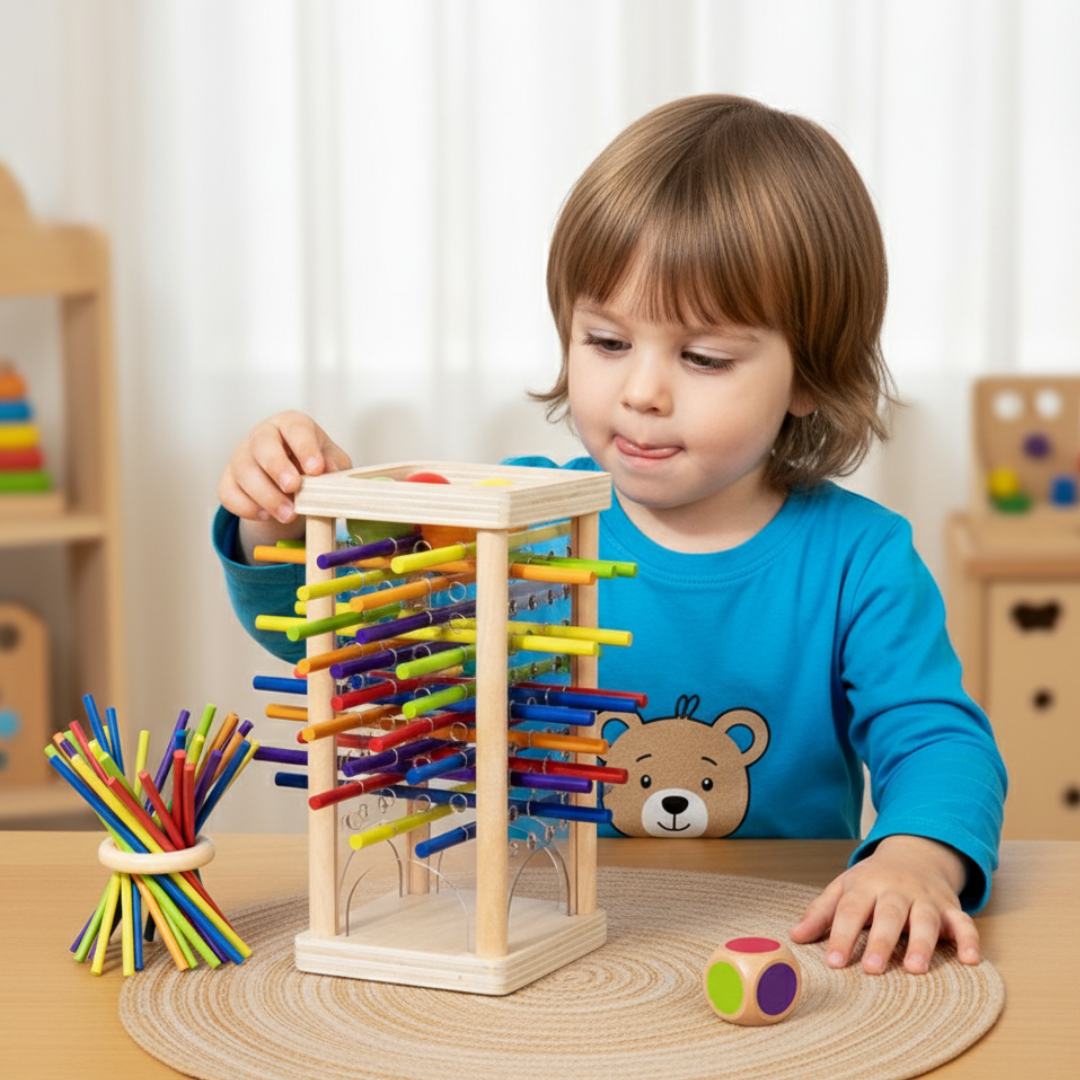 Maliben | Educational 3-In-1 Wooden Ball And Stick Dexterity Game