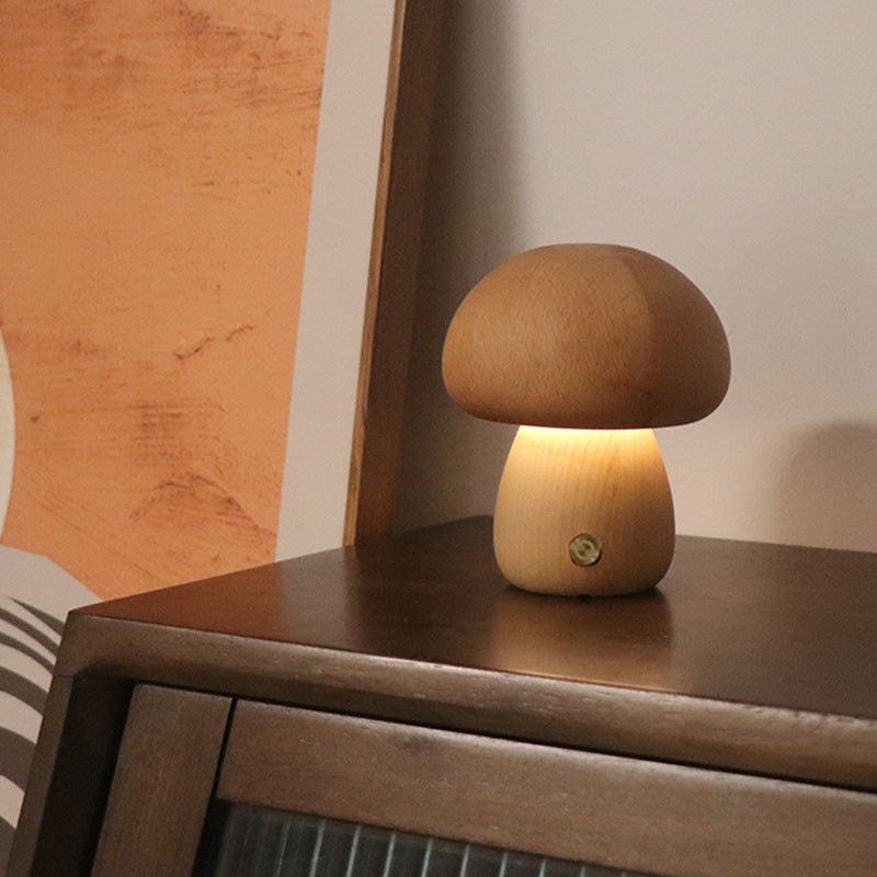 Maliben | Mushroomlight - Wireless Wooden Mushroom Led Night Light