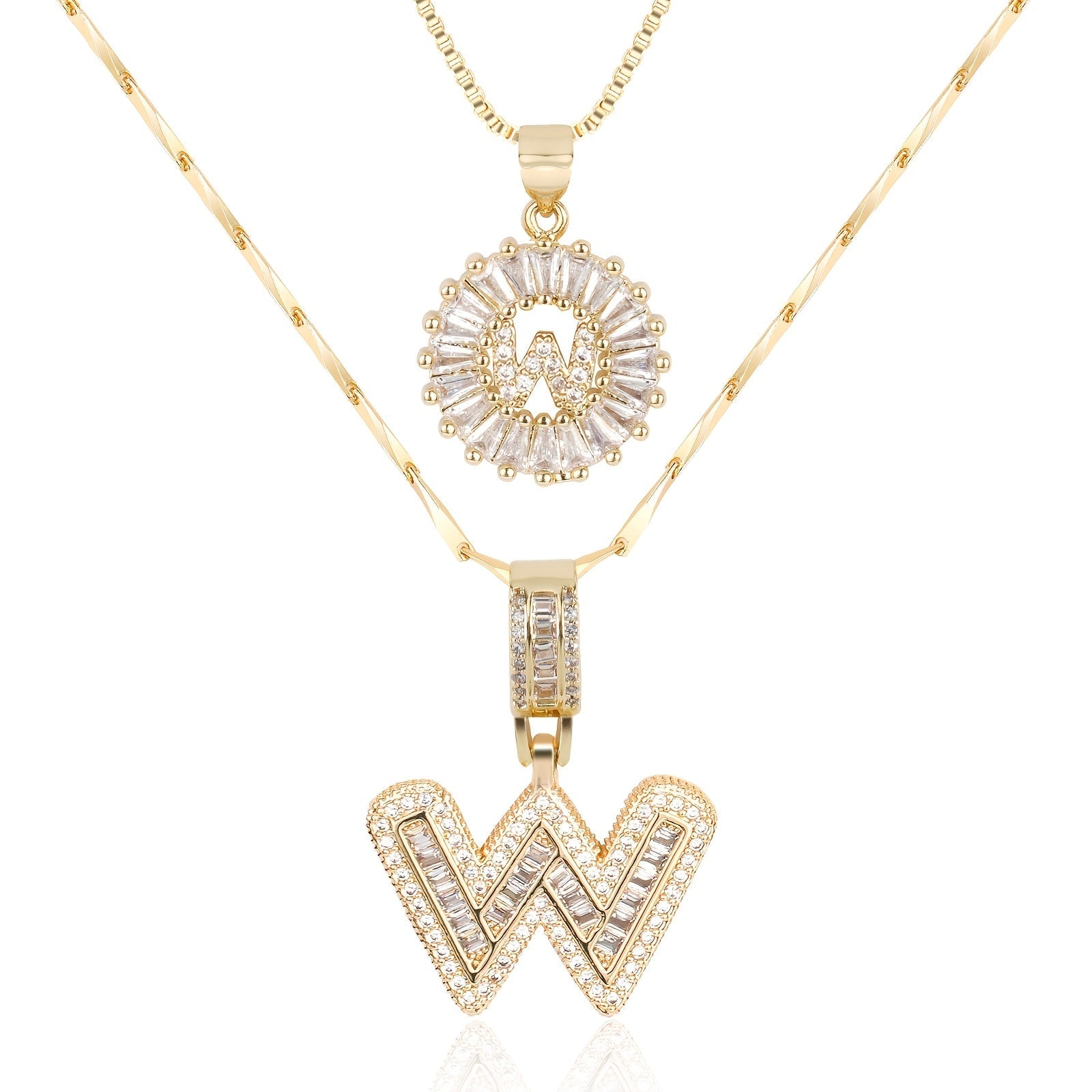 Maliben | 2pc 14k Diamond Letter Initial Necklaces