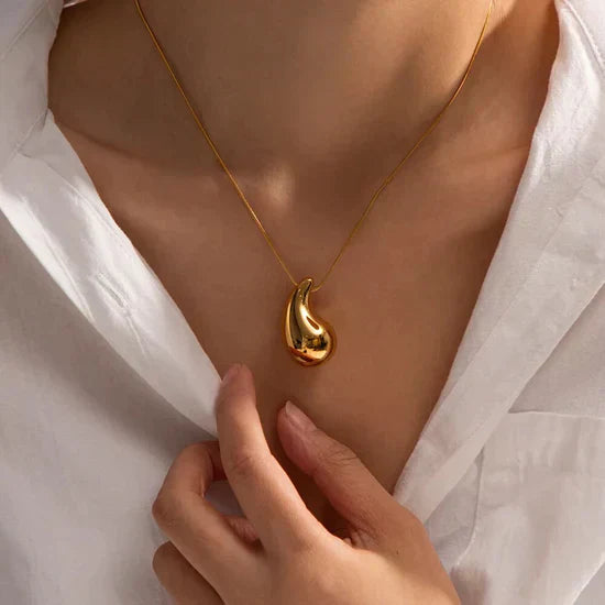 Maliben | Women's Elegant Gold Teardrop Earrings | Sleek Polished Design