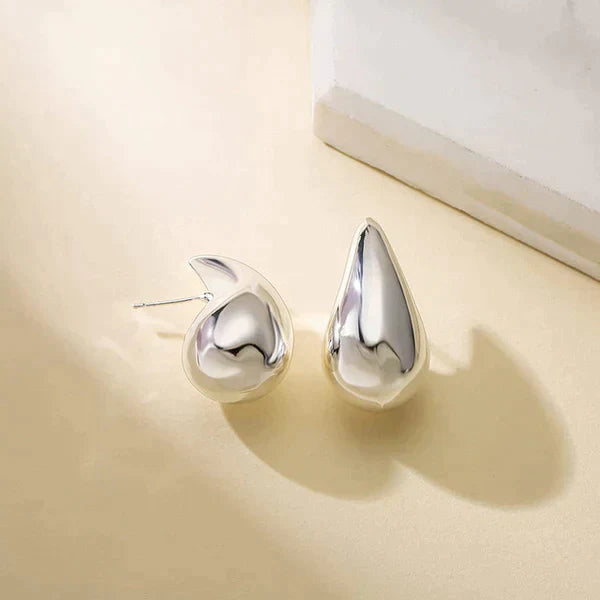 Maliben | Women's Elegant Gold Teardrop Earrings | Sleek Polished Design
