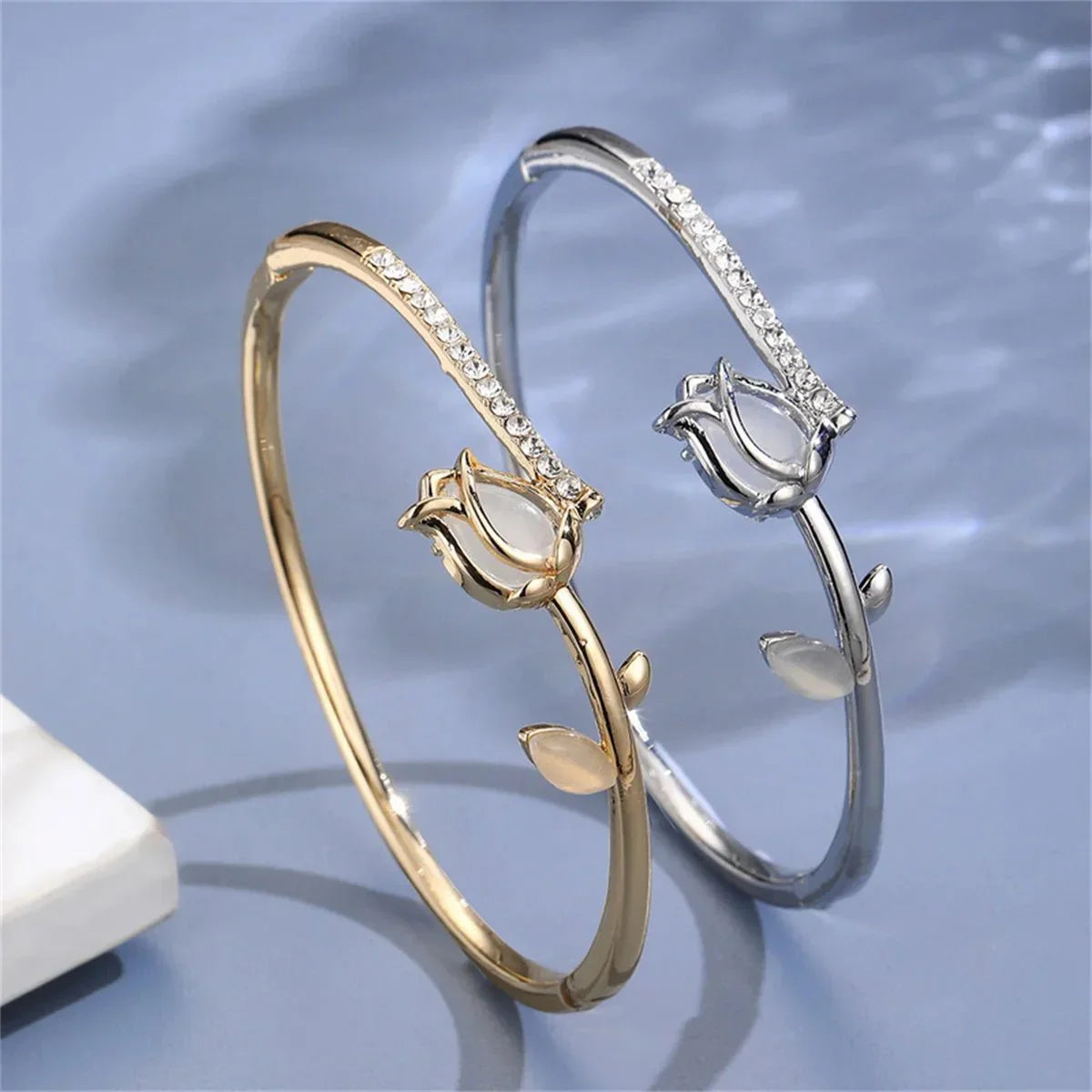Maliben | Elegant Tulip Opal Diamond Accented Bracelet