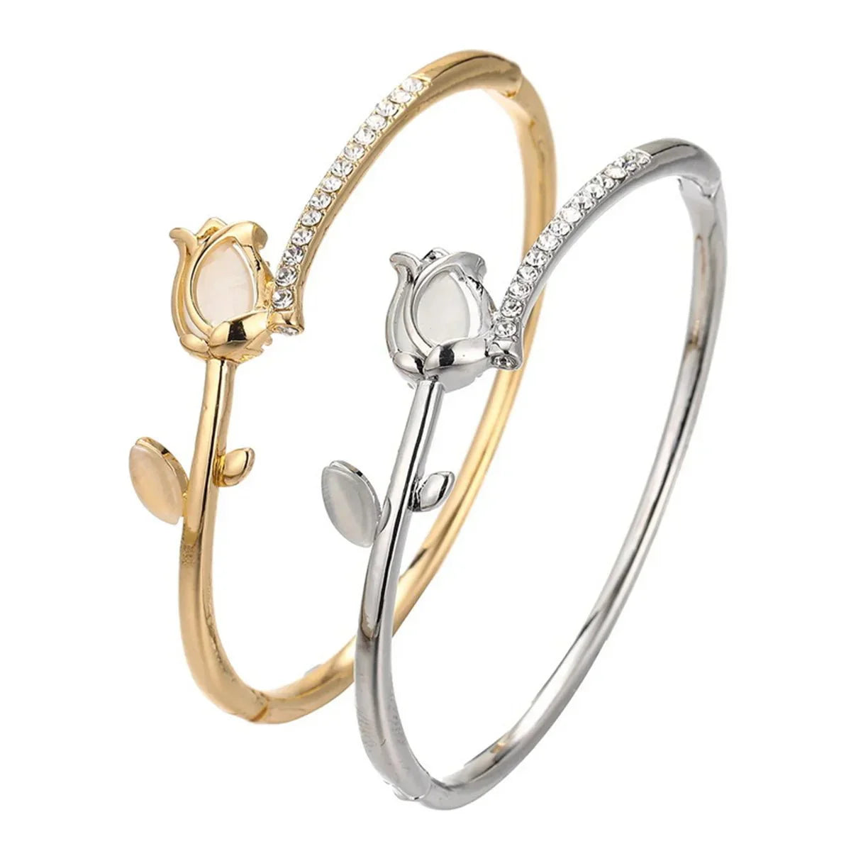 Maliben | Elegant Tulip Opal Diamond Accented Bracelet
