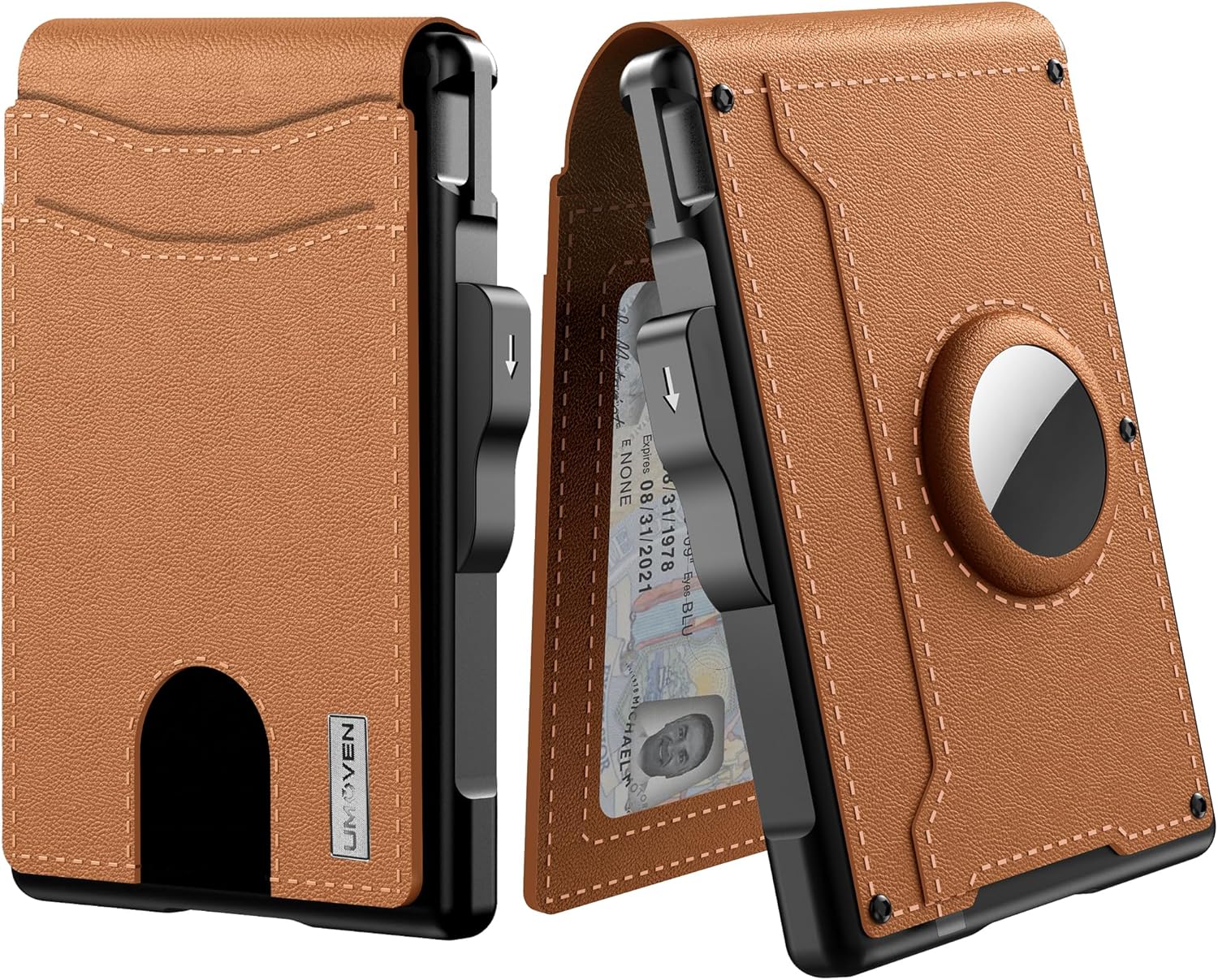 Maliben | ✨Airtag Wallet For Men - With Pop Up Aluminum Case Money Clip Slim Leather Slots Credit Card Holder Rfid Blocking Bifold Minimalist Wallet