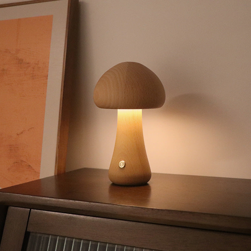 Maliben | Mushroomlight - Wireless Wooden Mushroom Led Night Light