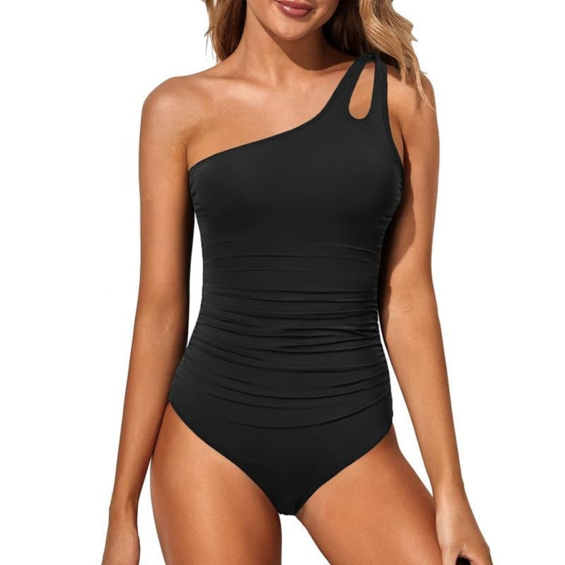 Maliben | One-Shoulder Tummy Control One-Piece Swimsuit