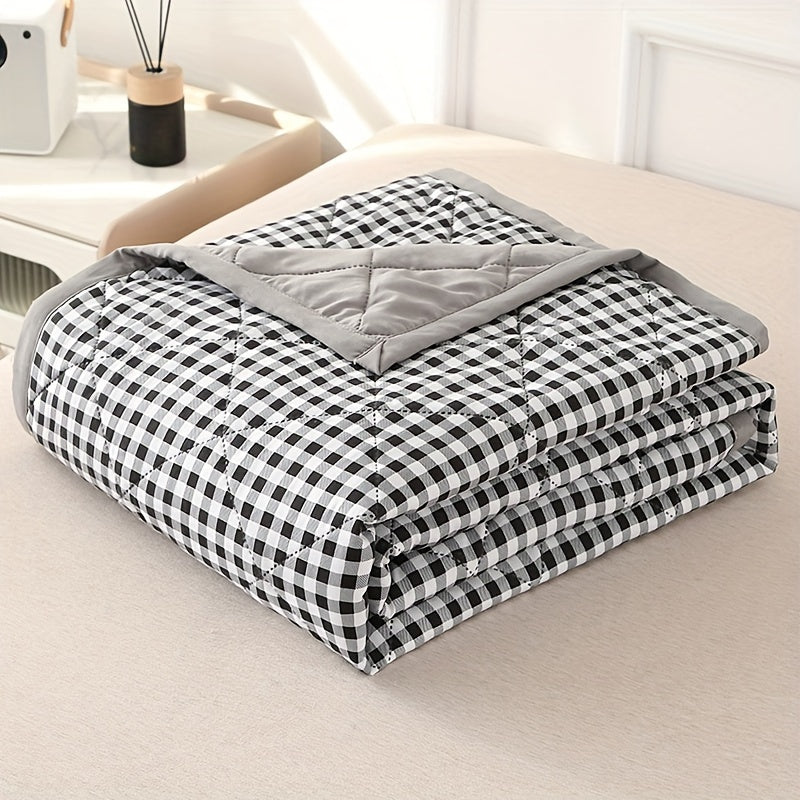 Maliben | Elegant Preppy Plaid Summer Blanket For Cool Nights