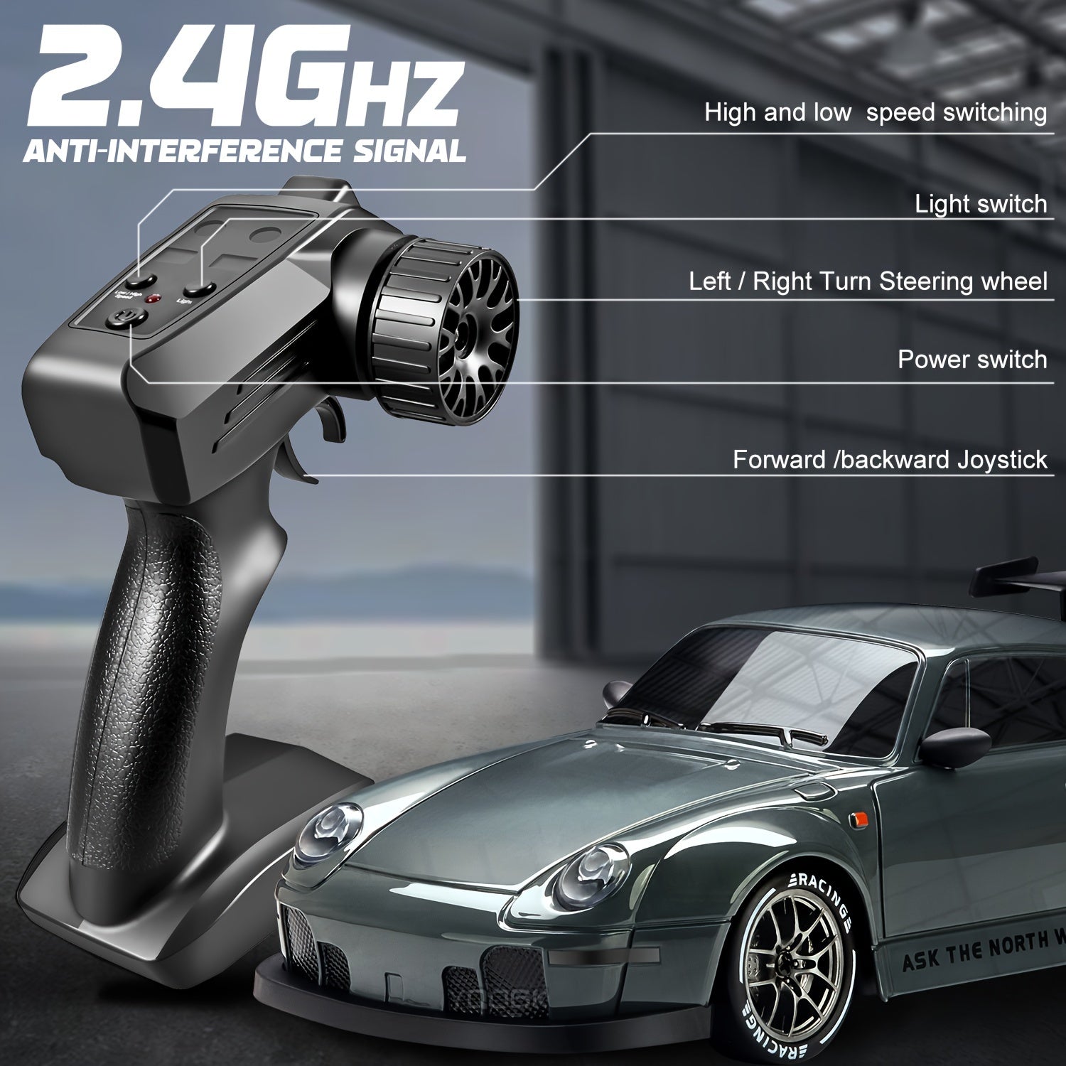 Maliben | Ultimate 1:24 Rc Drift Car With Led Wheels – Rechargeable 4wd Racing Toy