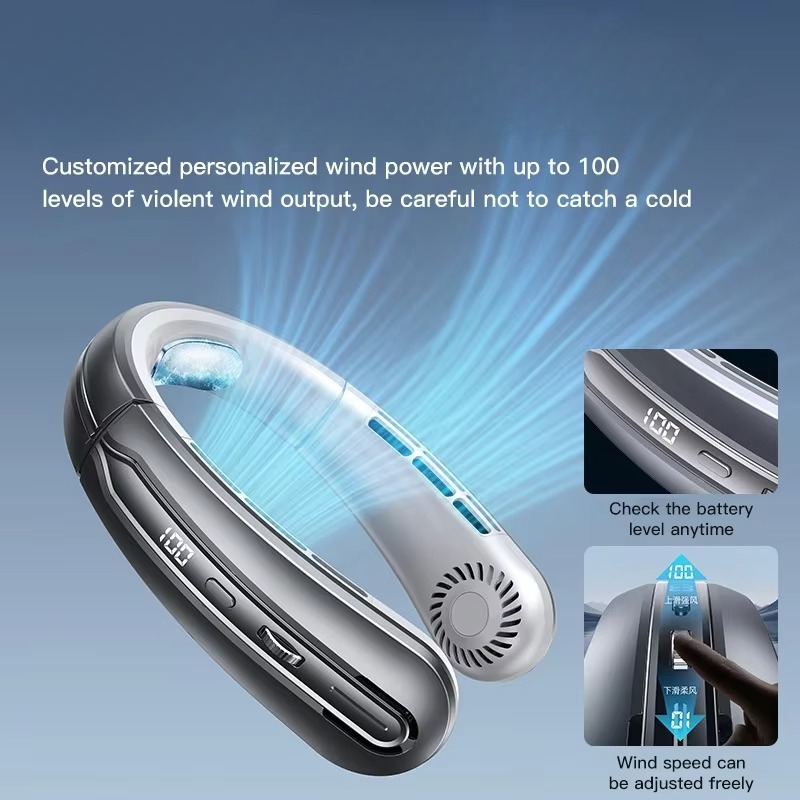 Maliben | Portable Neck Air Conditioner Cooling Fan Rechargeable Leafless Personal Wearable