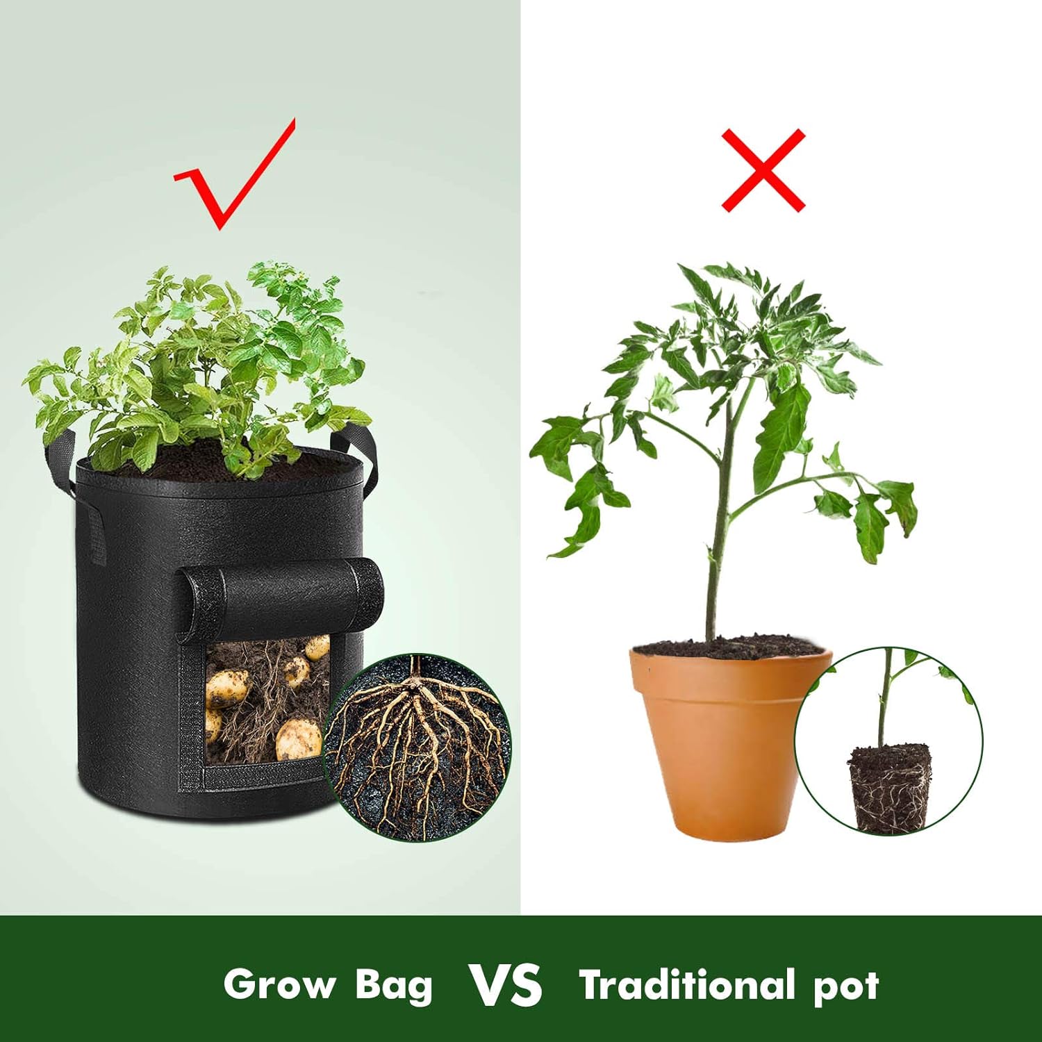 Maliben | 5/7/10/15 Gallon Potato Planting Growing Thickened Nonwoven Plant Fabric Pot Nursery Bags For Home Gardening