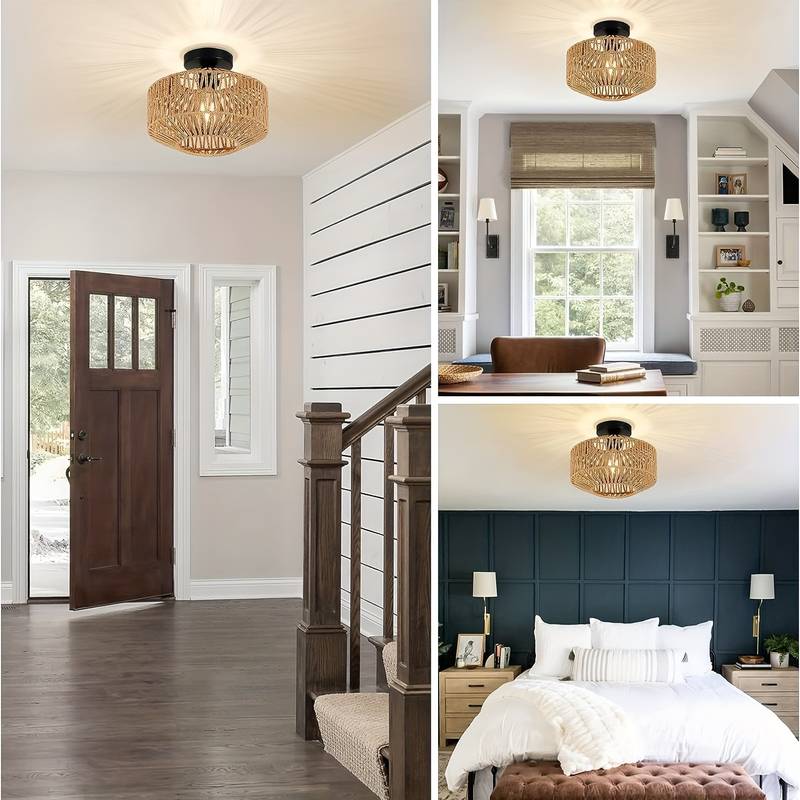 Maliben | Wovencap Ceiling Light - Boho Chic - Rustic Elegance - Modern Versatility