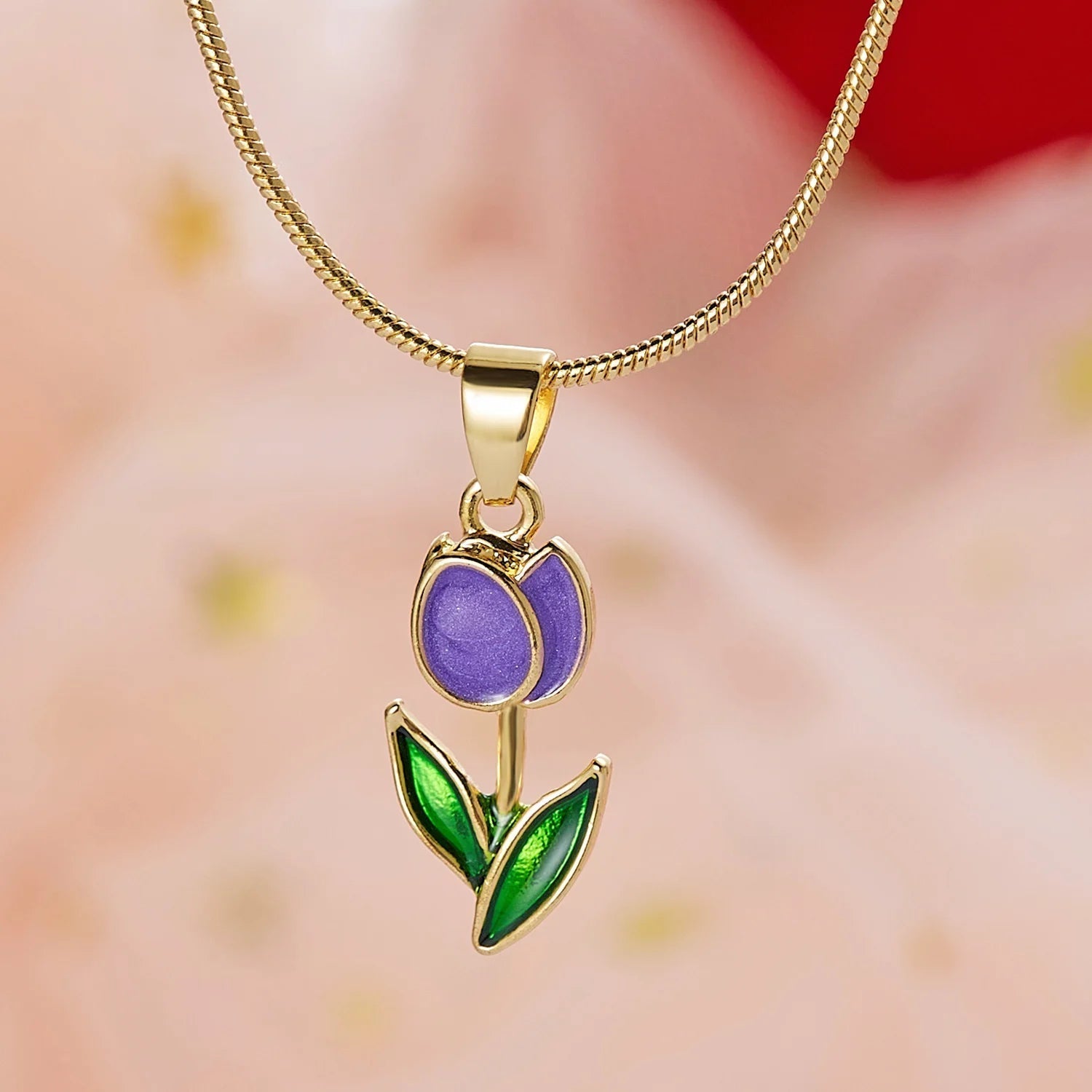 Maliben | Feminine Floral Tulip Bracelet And Necklace Set