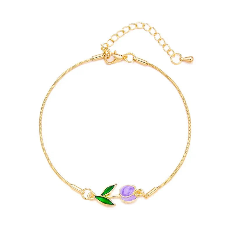 Maliben | Feminine Floral Tulip Bracelet And Necklace Set