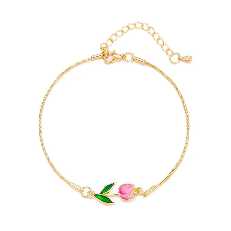 Maliben | Feminine Floral Tulip Bracelet And Necklace Set