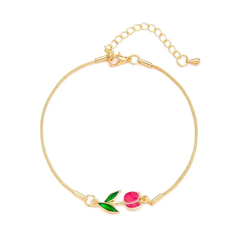 Maliben | Feminine Floral Tulip Bracelet And Necklace Set
