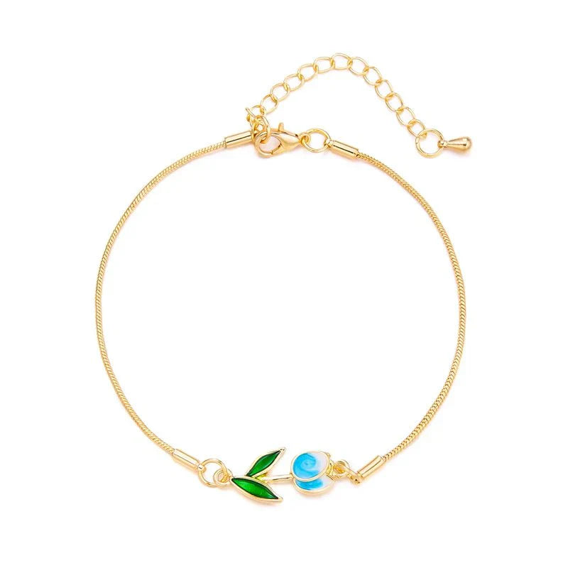 Maliben | Feminine Floral Tulip Bracelet And Necklace Set
