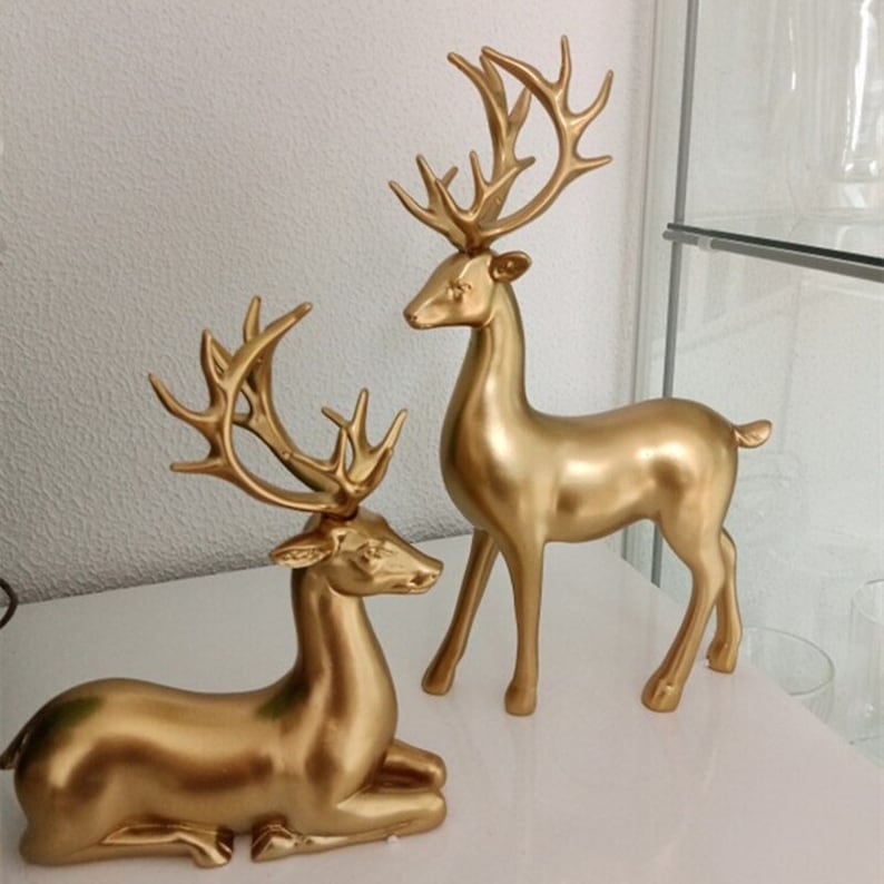 Maliben | Golden Couple Deer Figurines