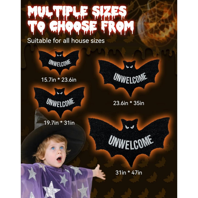 Maliben | Unwelcome Halloween Bat DoOrmat – Spooky Decorative Entry Rug For Porch, Patio, or Indoor Use