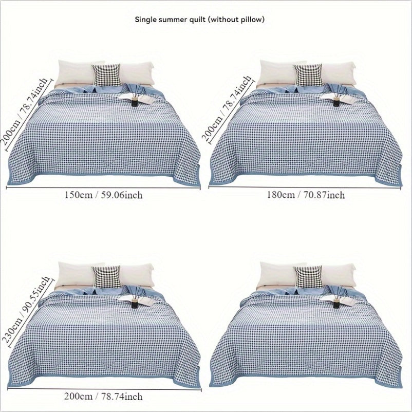 Maliben | Elegant Preppy Plaid Summer Blanket For Cool Nights