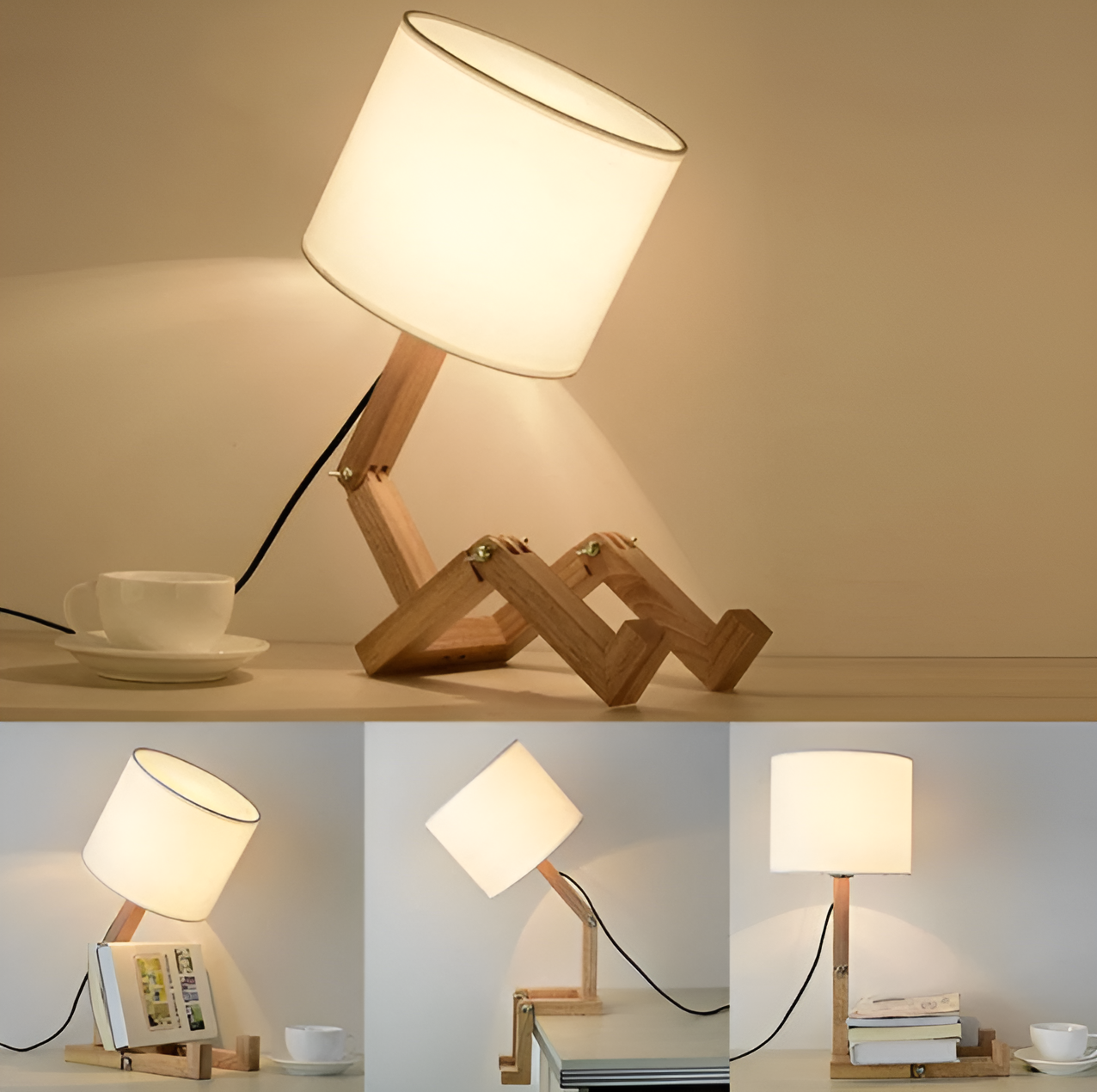 Maliben | Flexible Robot Desk Lamp Made Of Solid Wood – Lumobot