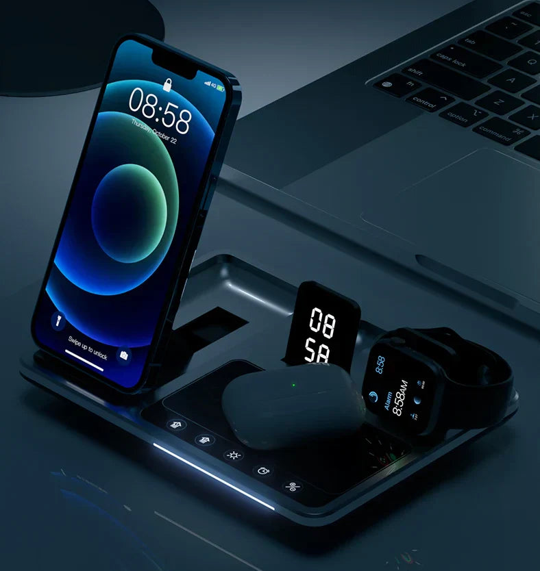 Maliben | Easycharge - 4-In-1 Wireless Charging Station For Iphone, Apple Watch And Airpods - Fast And Efficient Charger