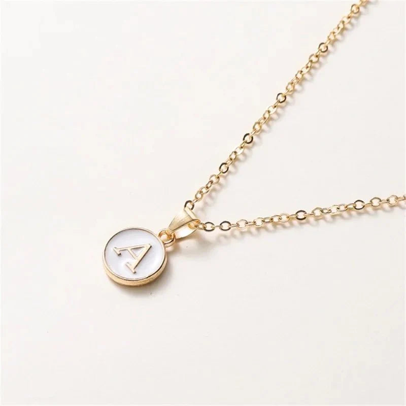 Maliben | Gold Accented Circle Letter Initial Necklace